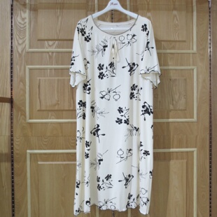 顶瓜瓜顶呱呱女士睡裙夏季短袖全棉可外穿家居服纯棉睡衣193070-Q