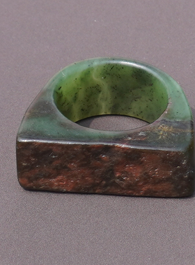 方言新疆和田籽料碧玉黄沁皮扳指