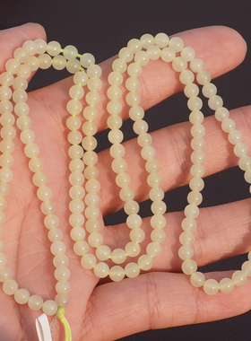 方言和田玉且末淡黄口料黄玉手串