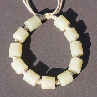 仅一条320元回馈玉友方言企业新疆淡黄口老光工艺桶珠编织手串A6