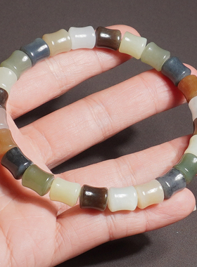 和田玉白玉黄口糖玉晴水多宝手串