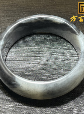 稀方言和田玉收藏级新疆籽料青花丹青水墨黑白分明内径58MM手镯S
