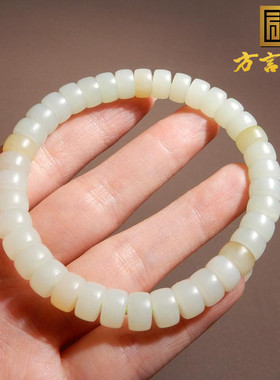 新疆且末黄糖白玉双色8m直切手串