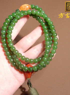 俄罗斯碧玉老型珠项链多圈手串