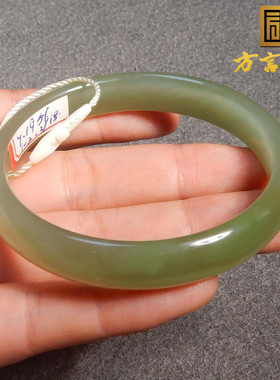 震惊方言和田玉青海老坑料冰底温润细腻晴水色带翠色卡56mm手镯s2