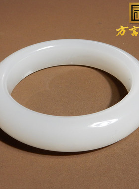 方言和田玉特色珍稀白色名品雪花玉青海老坑料白玉58mm正装手镯A5