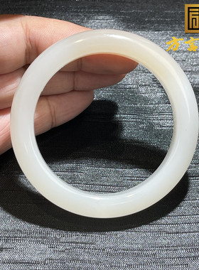 稀缺方言和田玉收藏级青海老坑料细润藕粉羊脂白玉内径58MM手镯S