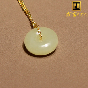 亏麻了方言和田玉精品特色新疆且末黄口料冰底黄玉平安扣吊坠A6