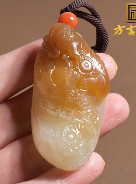 新疆且末糖白玉武财神手把件挂件