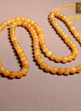 抢疯了方言和田玉新疆且末料细润黄金糖玉6mm圆珠项链多圈手串A6