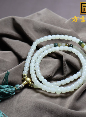 且末料羊脂白玉卡6mm直切珠手链