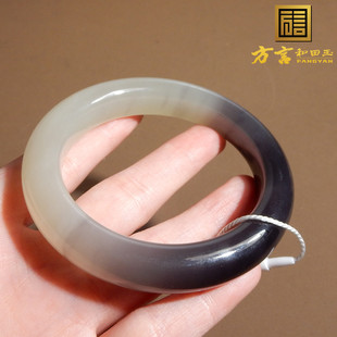 方言和田玉罕见青海老坑料油润浓郁帝王紫半壁江山56mm正装手镯A2