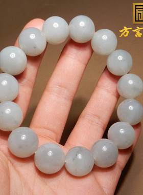 火爆方言品牌和田玉特色新疆油润细腻白玉青花籽料14mm手链手串h8