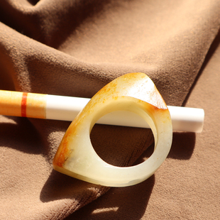 放漏了方言和田玉特惠精品油润新疆洒金皮白玉籽料20mm戒指戒圈A2