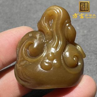 惊呆了方言和田玉精品新疆且末料高脂糯老红糖灵芝如意吊坠挂件S