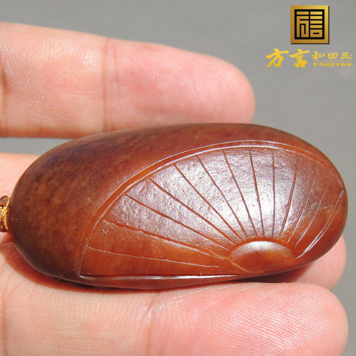 镇店之宝方言和田玉黄色名品玉全包红皮原生黄玉独籽料钟馗吊坠F