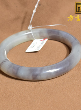 青海老坑料冰底白玉烟紫玉石手镯