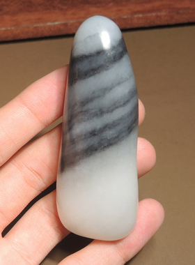 方言一线天青花籽料原石吊坠