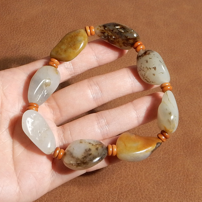 玉新疆和田玉原石籽料无修多皮色