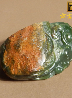 方言碧玉貔貅锦灰堆手把件