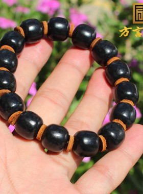 墨玉籽料14mm老型珠手链手串