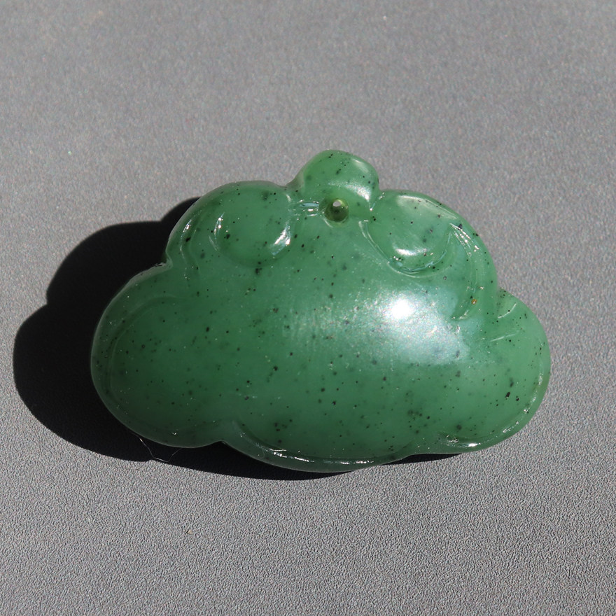 方言和田玉精品放漏俄料老坑料碧玉菠菜绿圆润饱满平安锁吊坠A8