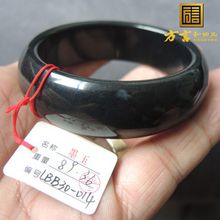 方言和田玉难得一见未留皮珍稀黑色名品玉美人髻墨玉58籽料手镯F