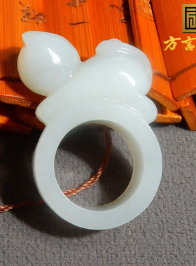 方言和田玉精品佩戴新疆95于田料羊脂白玉立体猫咪扳指18mm扳指s2