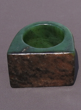 方言新疆和田籽料碧玉黄沁皮扳指