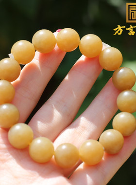 新疆且末料老黄糖玉12mm圆珠手串