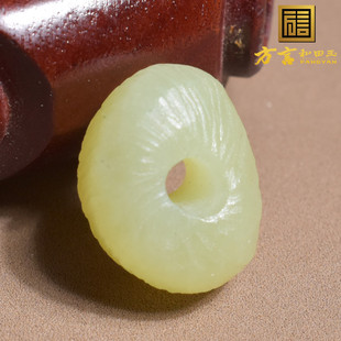 方言和田玉精品特惠新疆溫潤且末料黃口老光工藝桶珠配珠配飾A5
