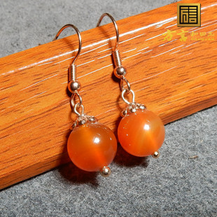 重量级方言精品特色佩戴级推荐高油高冰透红色玉髓玛瑙耳坠耳饰R2