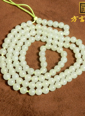 美美哒方言品牌和田玉新疆若羌鸡油黄口6mm圆珠项链多圈手串A2