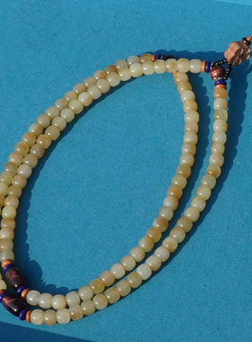 和田玉新疆且末料老熟糖白玉手串