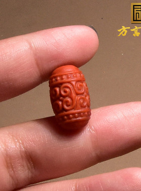 方言柿子红南红玛瑙勒子桶珠吊坠