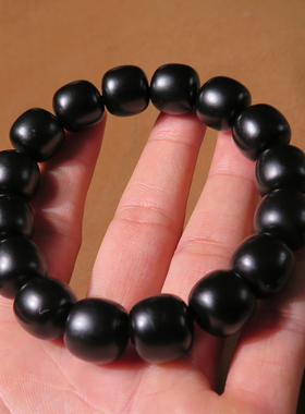 亏本大漏方言和田玉精品新疆一级细料墨玉籽料14mm老型珠手串X5