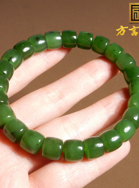 俄罗斯果玉绿碧玉直切老型手串链