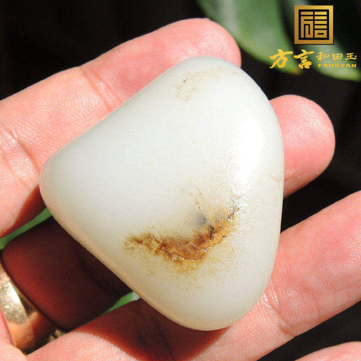 方言和田玉珍藏珍品精品鹿皮羊脂白玉一口气水墨虾意境玩料手把F