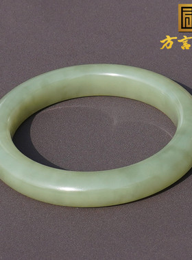 重磅巨漏方言和田玉新疆若羌高脂细润青黄口山料内径58.5mm手镯A6