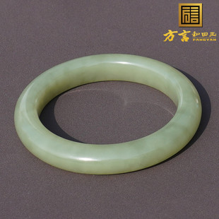 重磅巨漏方言和田玉新疆若羌高脂细润青黄口山料内径58.5mm手镯A6