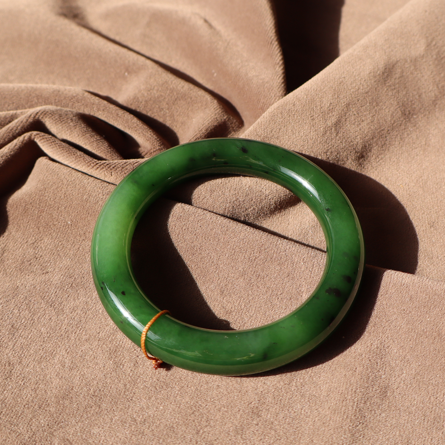 俄罗斯料菠菜绿碧玉57mm胖圆手镯