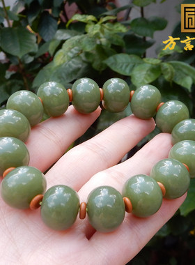 新疆且末青黄口料15mm算盘珠手串