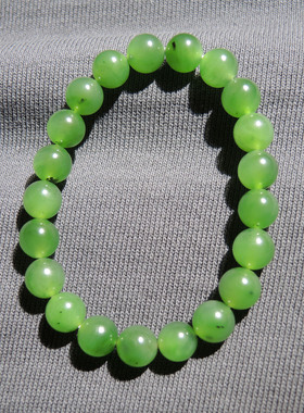 方言品牌和田玉俄罗斯油细细腻阳绿色碧玉卡8mm精美圆珠手串R1