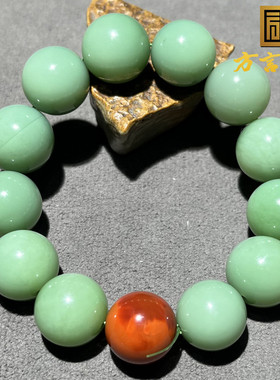 佩戴级夹层料料碧玉粉绿17mm手串
