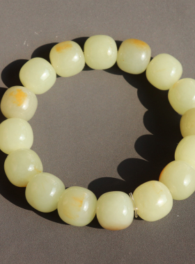 方言和田玉黄沁皮黄白玉籽料手串