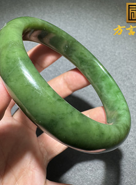 放漏方言和田玉精品老坑俄料阳绿色碧玉油润细腻61mm精美手镯S