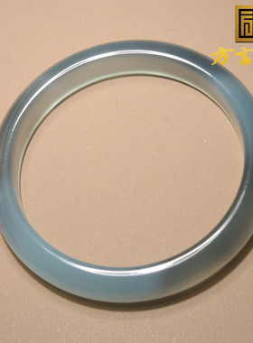 方言和田玉高冰透白月光库里蓝玉髓手镯54至62mm精美女士镯子R1