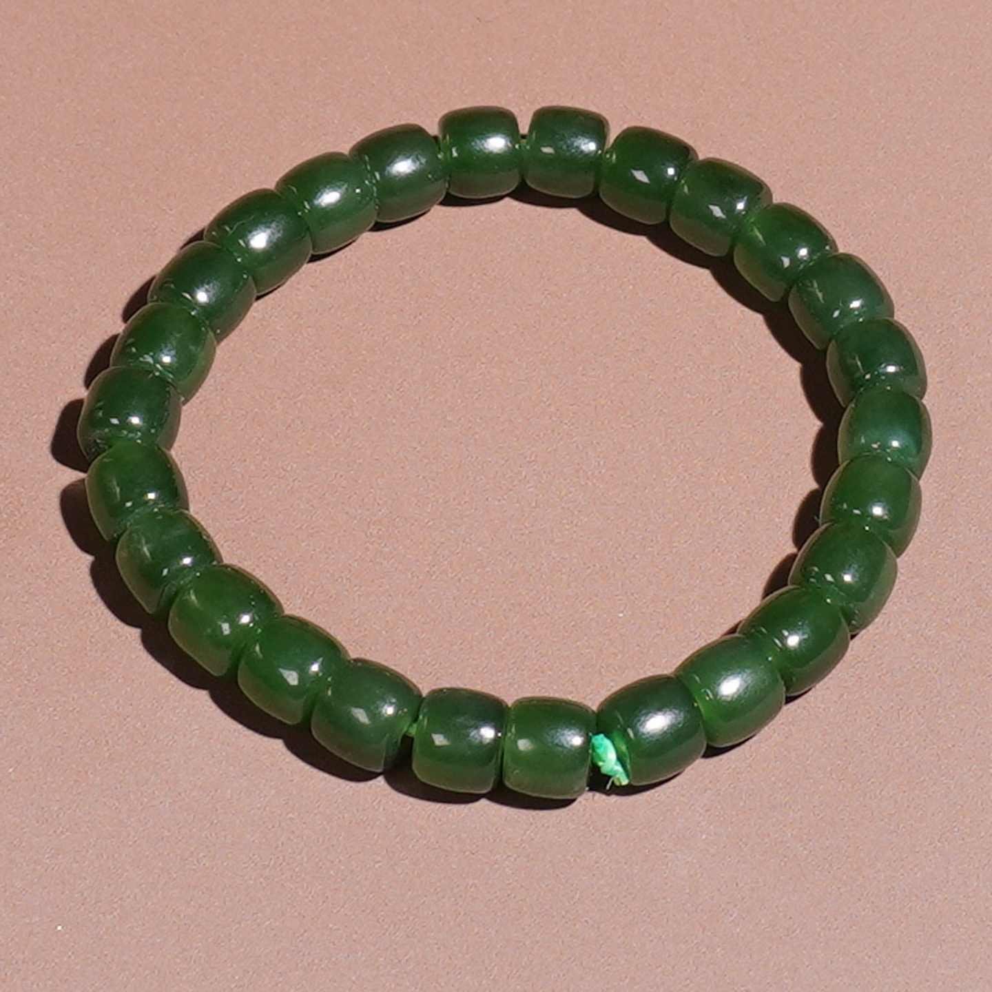 俄罗斯老料冰底细腻阳绿碧玉手串