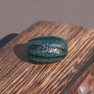 亏麻了方言放漏藏传南瓜纹老气包浆墨绿天珠玛瑙DIY高质感配饰A6