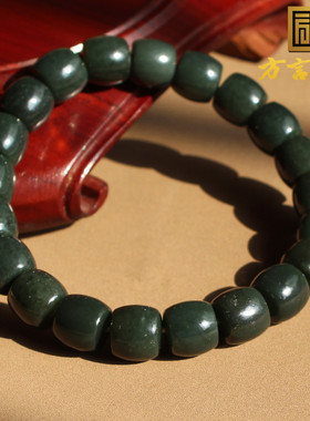 青玉老型珠10mm直切桶珠手串手链